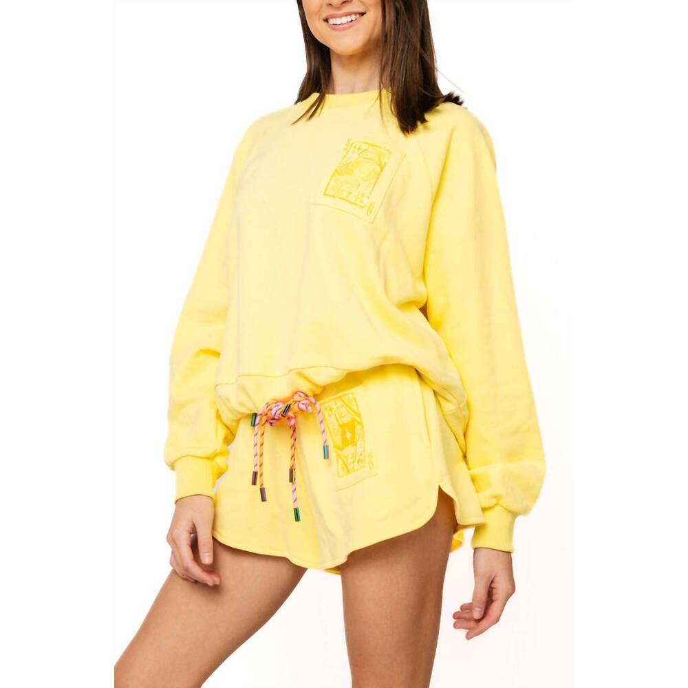 NEW QUEEN OF SPARKLES logo tie sweatshirt in yellow - Picture 4 of 4